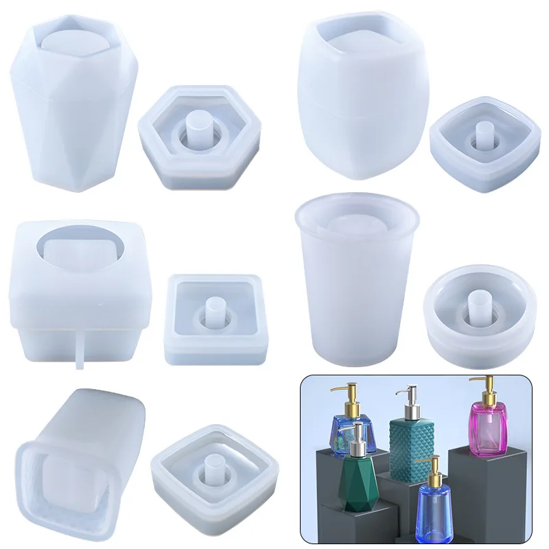 

DIY Crystal Silicone Mold Cylinder Lotion Bottle Aromatherapy Perfume Silicone Mould For Resin Making