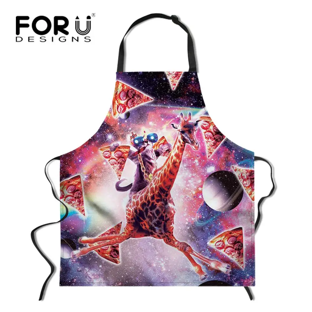 YY0758R FORUDESIGNS/Космический Galaxy Cat кухонный фартук в стиле унисекс Регулируемый поварский фартук без рукавов для приготовления барбекю - Цвет: YY0758R