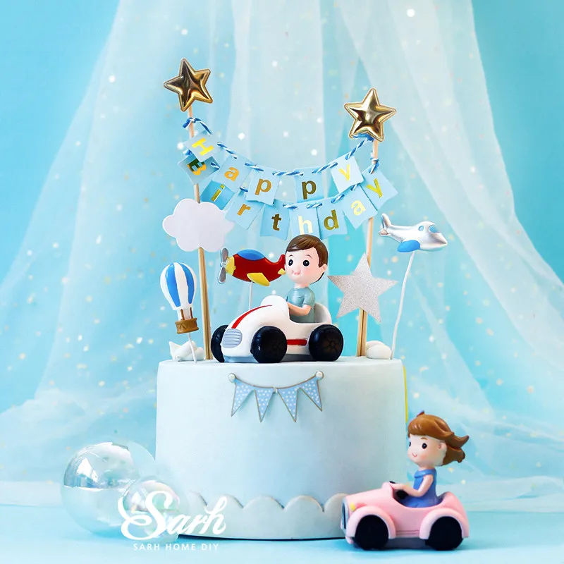 Смоляная машинка с бантом для мальчиков и девочек, топперы для торта, украшения на день рождения, украшение в виде самолета, звезды, принадлежности для выпечки, подарки на свадьбу, любовь
