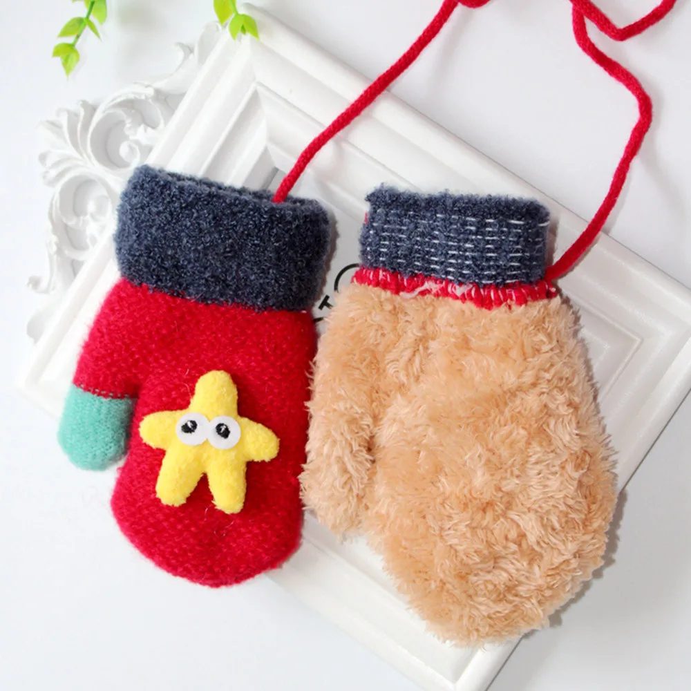 Детские зимние перчатки унисекс с рисунком морской звезды Kawaii, теплые варежки, полные перчатки, зимние детские теплые варежки Handschoenen