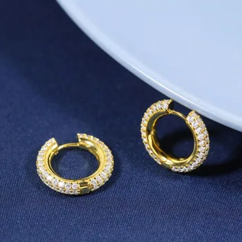 

Baoyocn Luxury 925 Sterling Silver Yellow Gold Color and Black Simple Hoop Earrings Cubic Zirconia Women Fashion Party Jewelry
