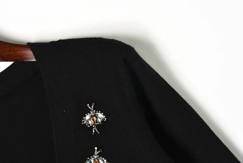 Роскошный Bee Partten Бисероплетение свитер кардиганы Весна длинный рукав женский кардиган свободный свитер осень весна вязаное пальто