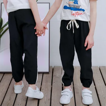 

Summer New Children's Anti Mosquito Trousers Boys Girls Thin Pantalettes Baby Cotton and Linen Sports Pants Elastic Waist