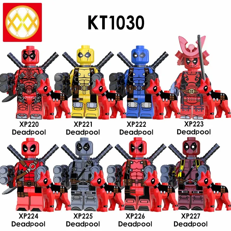 

Wholesale 20 PCS Super Heroes Building Blocks Avengers Marvel Deadpool With Dog Aciton Model Bricks Children Toys Gifts KT1030