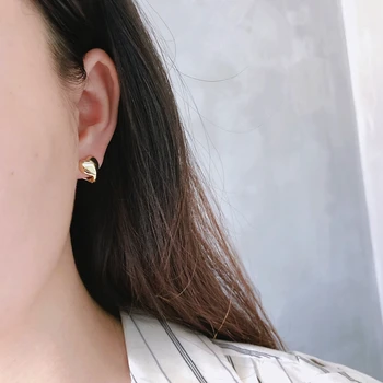 

Heart Ear Buckle 100% 925 Sterling Silver Jewelry Arc Smooth Surface Gold Earring Exquisite Upscale Gift For Women Hoops Earring