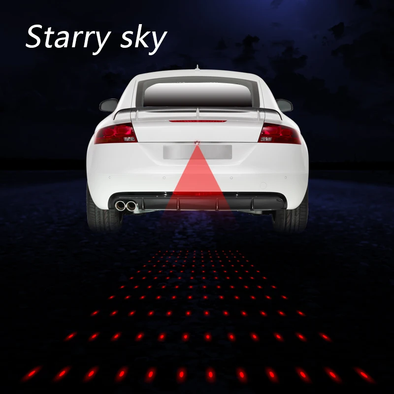 Starry Sky CARCTR автомобильный противотуманный светильник Предупреждение ющий светильник для предотвращения столкновений задний узор проекционный лазерный задний противотуманный фонарь автомобильный модифицированный тормозной фонарь 1 комплект - Испускаемый цвет: Starry Sky