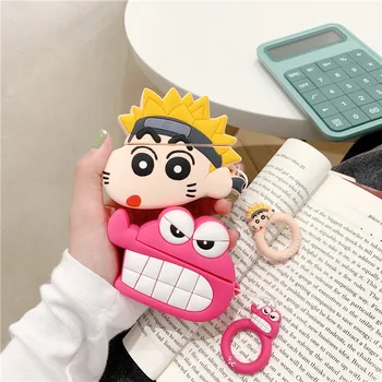 

3D Cartoon Cute Crayon Shin-chan TOHATO Pink Crocodile Soft Silicone Earphone Protection Cases For Apple Airpods 1 2 3 Pro Cover