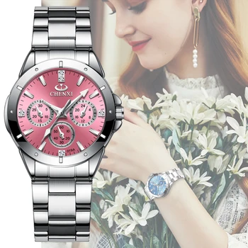 

CHENXI 019A Women Fashion Luxury Watches Women's Quartz Wristwatches Ladies Luxury Rhinestone Dial Clock Waterproof Reloj Mujer
