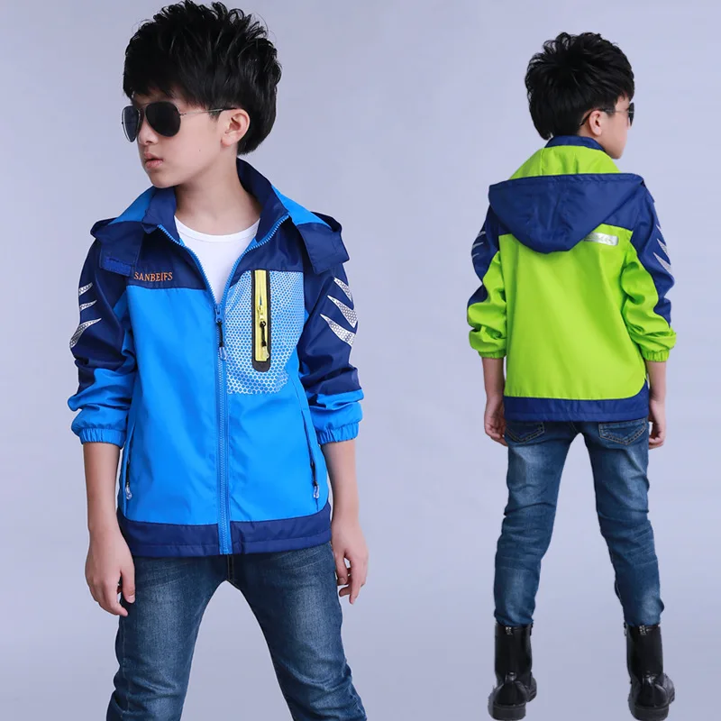 Детская одежда для мальчиков; Новинка года; стильное весеннее Детское пальто в Корейском стиле; плащ-дождевик с принтом для больших мальчиков; Модная стильная куртка