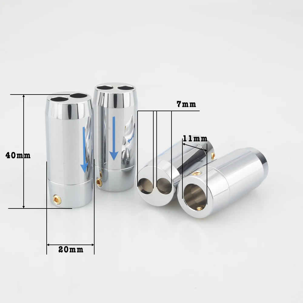 

4xSilver HIFI Audio Pants Y Splitter RCA Cable Speaker Cable Wire pant alluminium 11mm to 2*7mm boot With Arrow