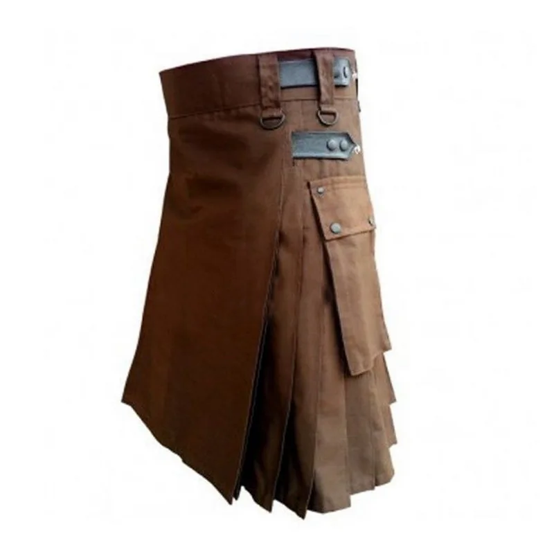 Low Price SHUJIN Men's Skirts Scottish Kilt Traditional Plaid Pocket Kendo Chain Gothic Punk Scottish Trouser Utility Kilt Hybrid Modern