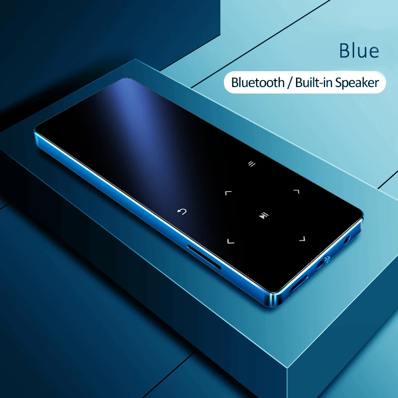 REDANT MP4 плеер с Bluetooth Встроенный динамик сенсорный ключ fm-радио видео воспроизведение электронная книга, HIFI Металл MP 4 музыкальный плеер 8G 16G 32GB - Цвет: Blue