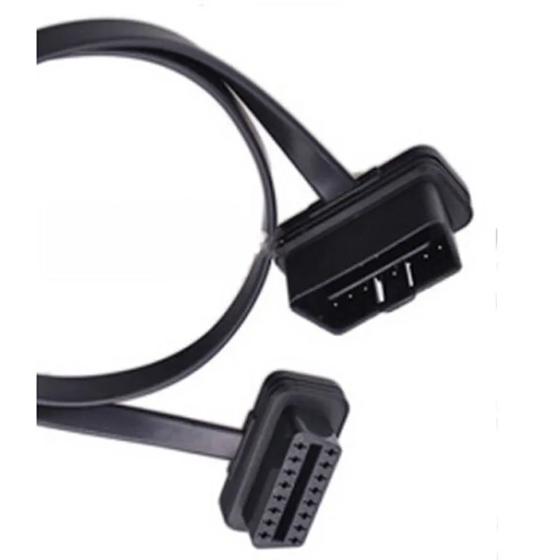 Высококачественный 1,5 м плоский тонкий как лапша OBD 2 OBDII 16Pin ELM327 Мужской и Женский Удлинительный кабель Локоть L Тип Удлинительный кабель