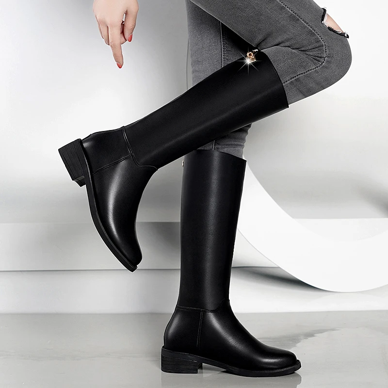 Bonitas Botas de lluvia hasta la rodilla mujer, elegantes zapatos de con cremallera de Metal, cómodas botas de vestir de oficina para mujer|Botas hasta la rodilla| - AliExpress