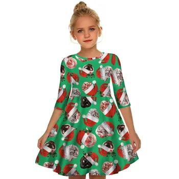 

Space Galaxy Snowflake Lovely Animal Cat 3D Print Girl Christmas Dress Kids Dress Girls Princess Children 2020 Christmas Clothes