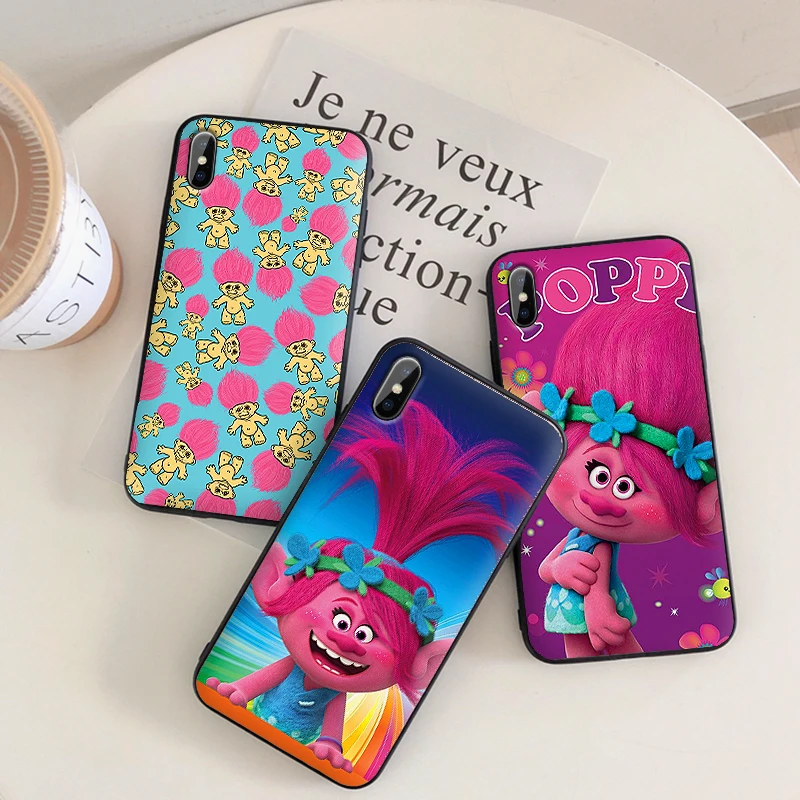 Тролли Poppy для iPhone X XR XS MAX Мягкая силиконовая задняя крышка Apple 8 7 6 S Plus чехол