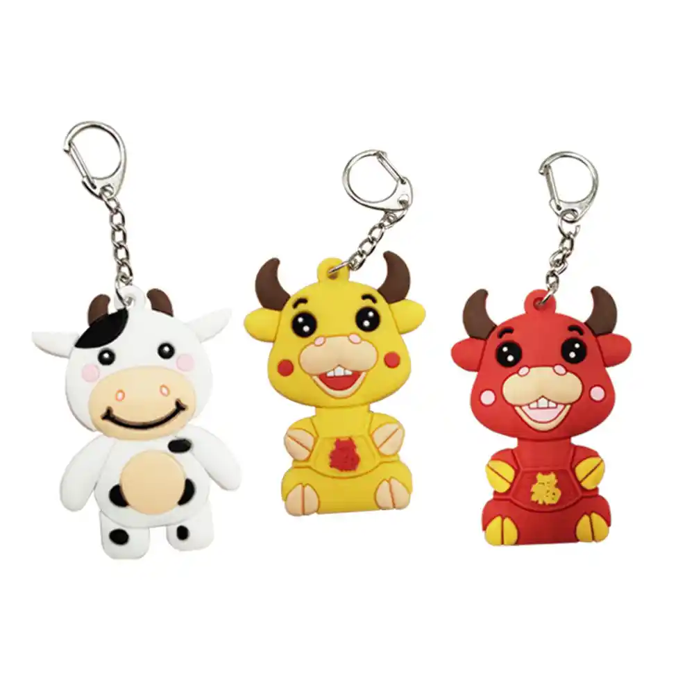 漫画牛キーホルダーシリコーンキーリングバッグペンダントアクセサリー21年牛新年のギフトかわいい車のキーホルダー Key Rings Aliexpress
