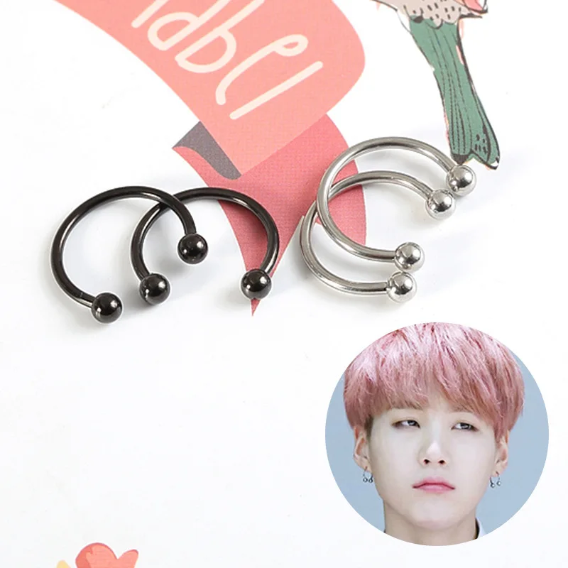 Kpop bangtan мальчики Корейская звезда "SUGA" JK "полукруг серьги гвоздики ювелирные аксессуары для женщин мужчин Bangtan украшения для мальчиков
