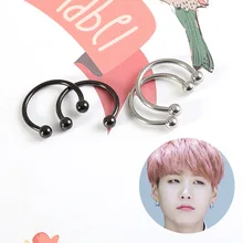 Kpop bangtan мальчики Корейская звезда "SUGA" JK "полукруг серьги гвоздики ювелирные аксессуары для женщин мужчин Bangtan украшения для мальчиков