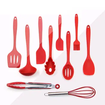 

10 Pcs Non-stick Silicone Kitchenware Set Heat ResistantHome Spatula Spoon Tool