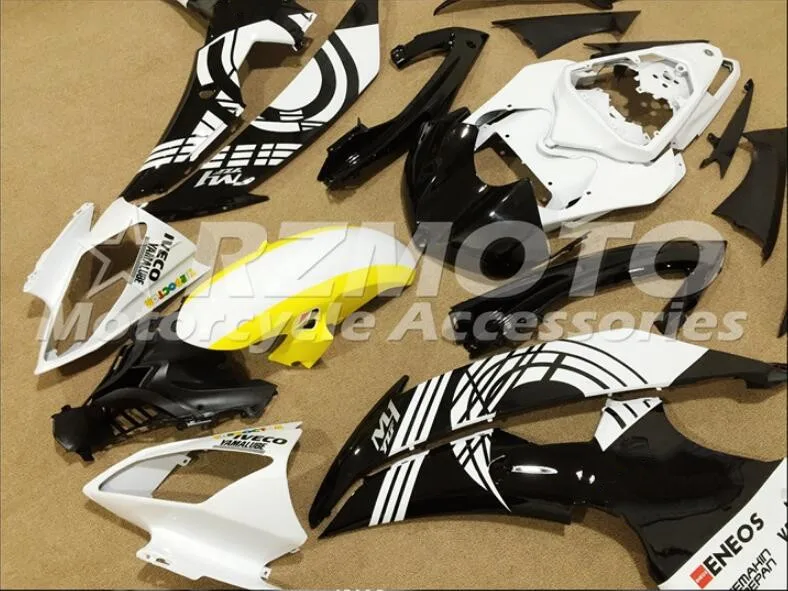 4 подарки набор впрыскивателей Мотоцикл Обтекатели Fit для YAMAHA YZF-R6-600 2008- 08-16 кузов из двух вещей черно-белого и желтого цвета