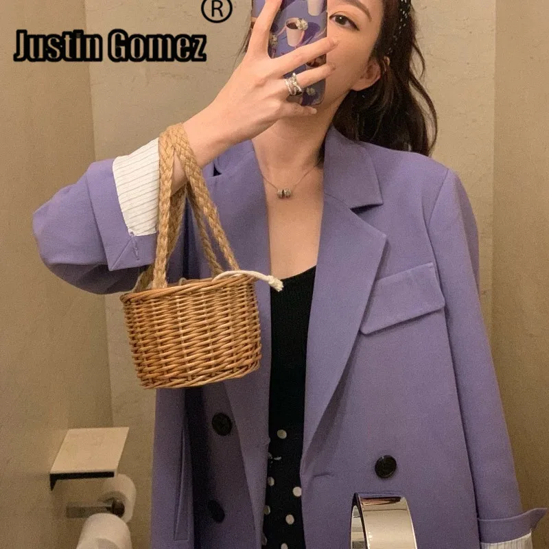 

Women's Solid color Loose Fit full Sleeve Open Front Blazer Jacket runway blazer womens clothing