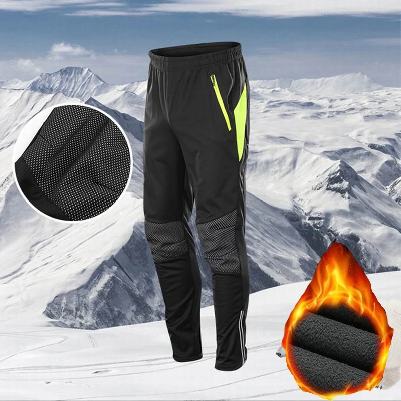 M-4XL мужские теплые флисовые спортивные штаны для велоспорта, водонепроницаемые мужские зимние ветрозащитные дышащие спортивные штаны для мужчин