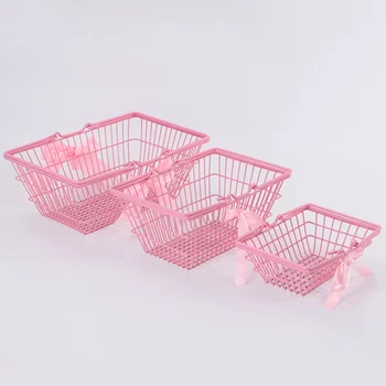 

New Arrival Bowknot Mini Iron Desktop Cosmetic Makeup Toys Office Storage Basket Sundries Organizer