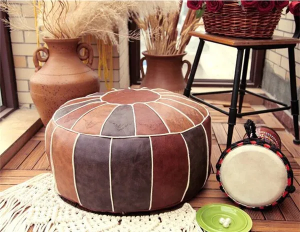 Ручная работа марокканский пуф декор для гостиной-Hassock& Ottoman табурет для ног-круглый и большой пуфик-оттоманка-мягкие домашние свадебные подарки