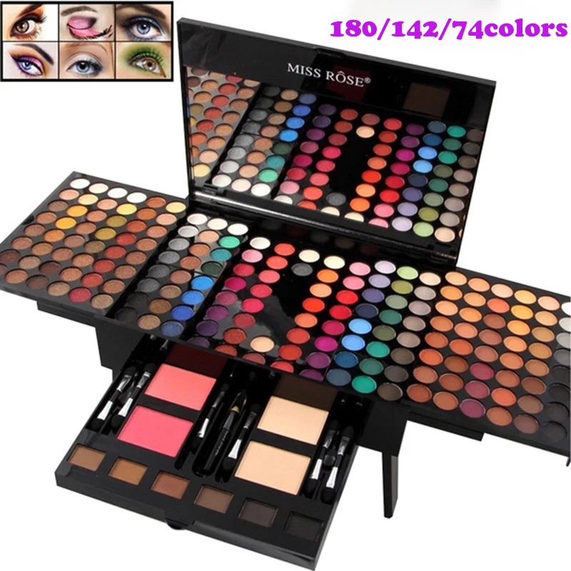 

180 142 Colors Makeup Set Matte Glitter Eyeshadow Pallete Professional Blush Eyebrow Powder With Brush Makeup Kit Cosmetics Gift