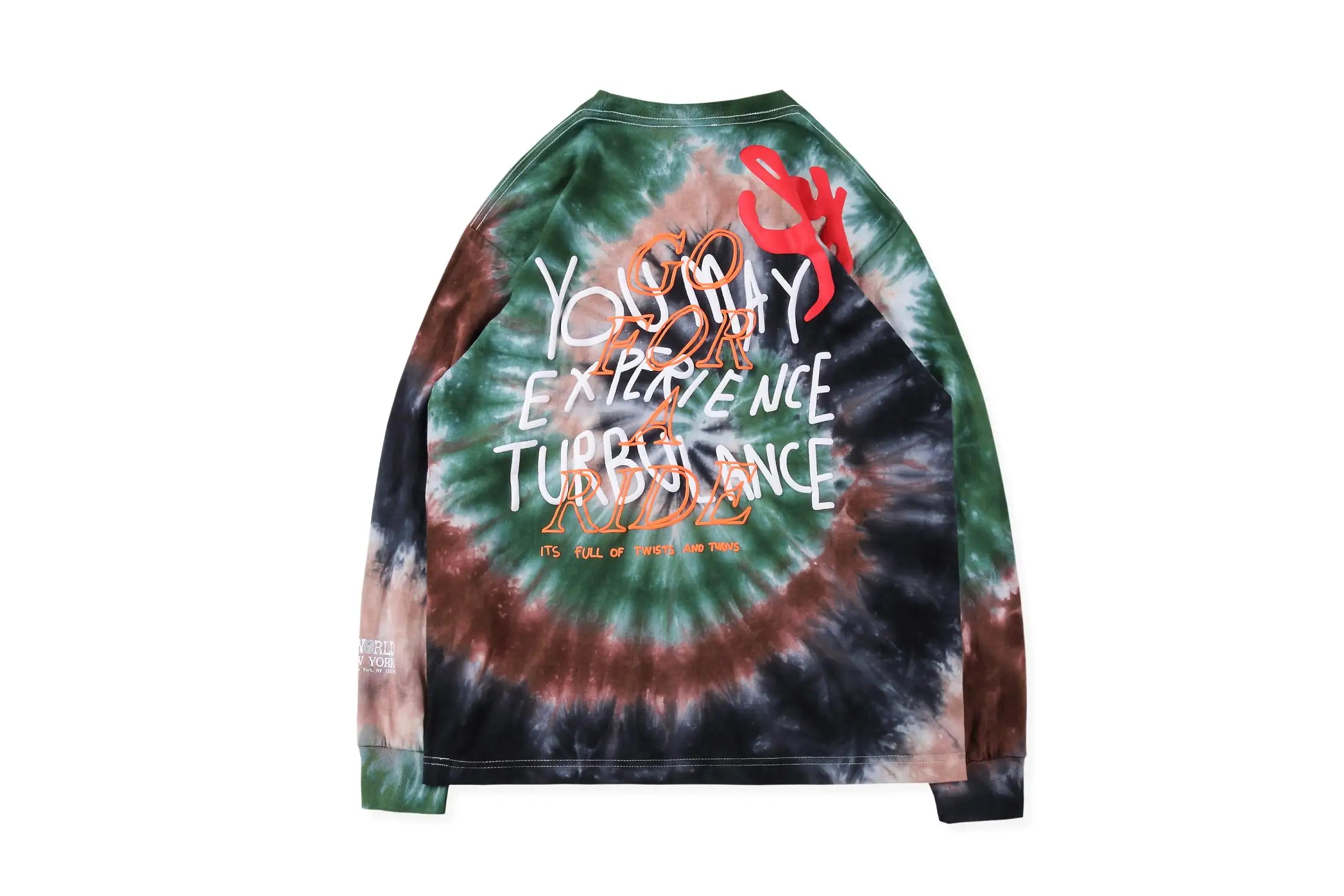 19SS с изображением Трэвиса Скотта Astroworld DSM INS футболка длинными рукавами harajuku Tie-dye