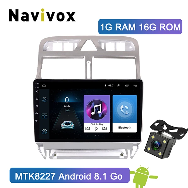 Navivox Android 9,0 " стерео Мультимедиа плеер для peugeot 307 2007 2008 2009 2010 2012 2013 авто радио gps навигации - Цвет: 16G ROM 4LED Camera