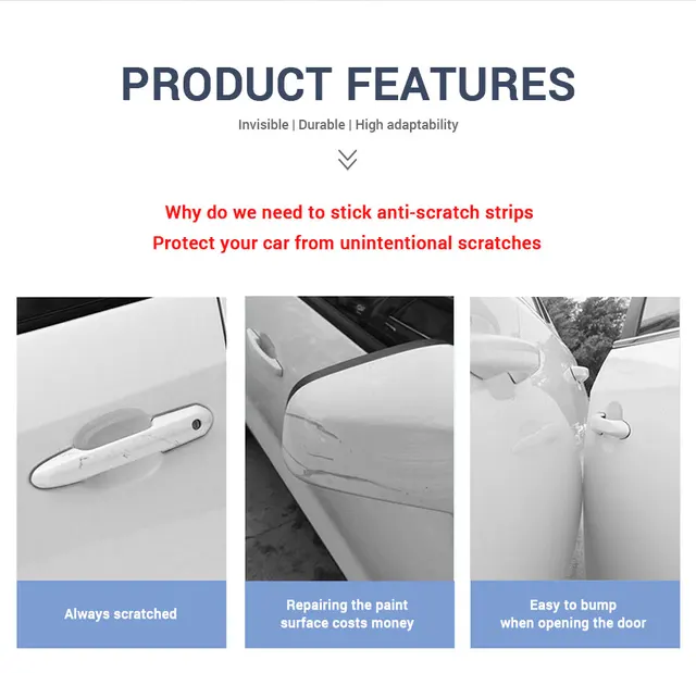 ETOPARS 8 Pezzi Adesivi Riflettenti Per Maniglia Della Portiera Dell'auto Rosso Adesivo Per La Protezione Dai Graffi Vernice Tazza Porta Ciotola Pad Automatica - Foto 4