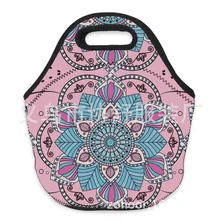 Cross Border 3D High-definition Digital Printing Purple Datura Flowers Pattern Neoprene Lunch Bag