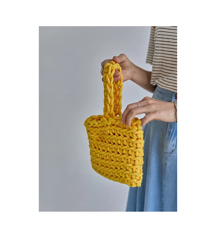 Women Casual Woven Knitted Small Handbag