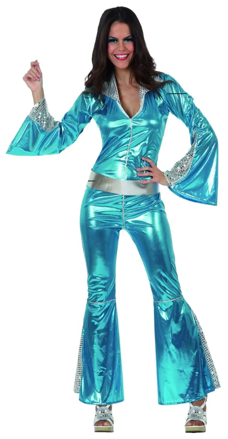  Wholesale-New Style 70S Disco Costumes for Women Party Clothing Female Jumpsuit Outfits