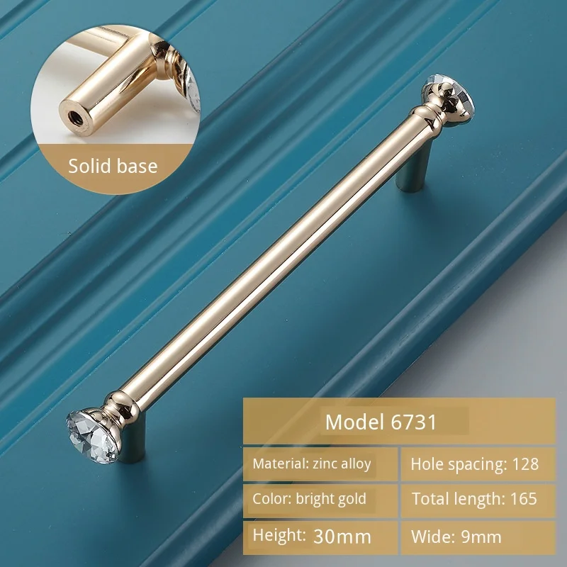 6731-C.C128mm JD Золотая роскошная ручка для гардероба садовая Хрустальная стеклянная дверная ручка для шкафа Европейский Алмазный ящик оборудование для обработки мебели - Цвет: 6731-C.C128mm