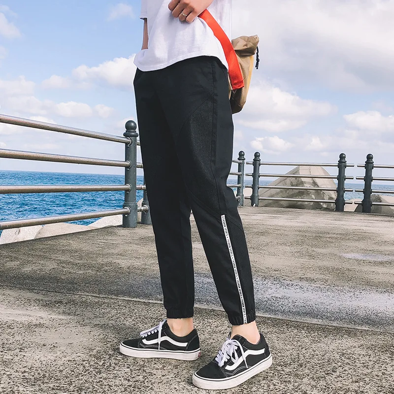 

2020 Spring Main Push Large Size Hong Kong Style Trip Shoot Cowboy Patchwork Webbing Casual Pants Hk40 M-5