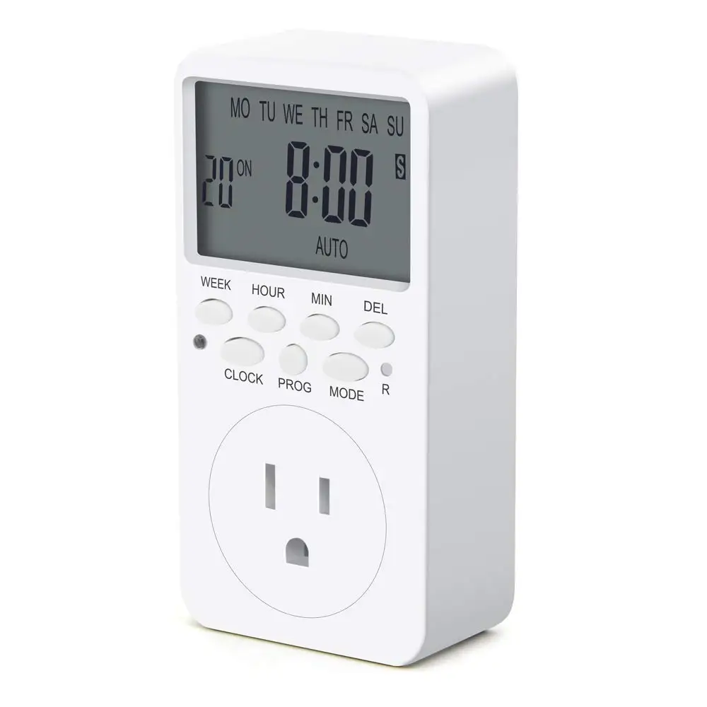

Electronic Digital Timer Switch US Plug Kitchen Timer Outlet 7 Day 12/24 Hour Programmable Timing Socket For LED Grow Light