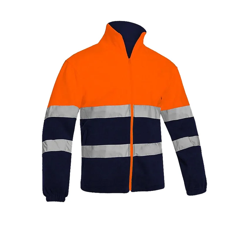 Men\'s Two Tone High Visibility Reflective Polar Fleece Jacket Safety Jacket Warm Work Wear