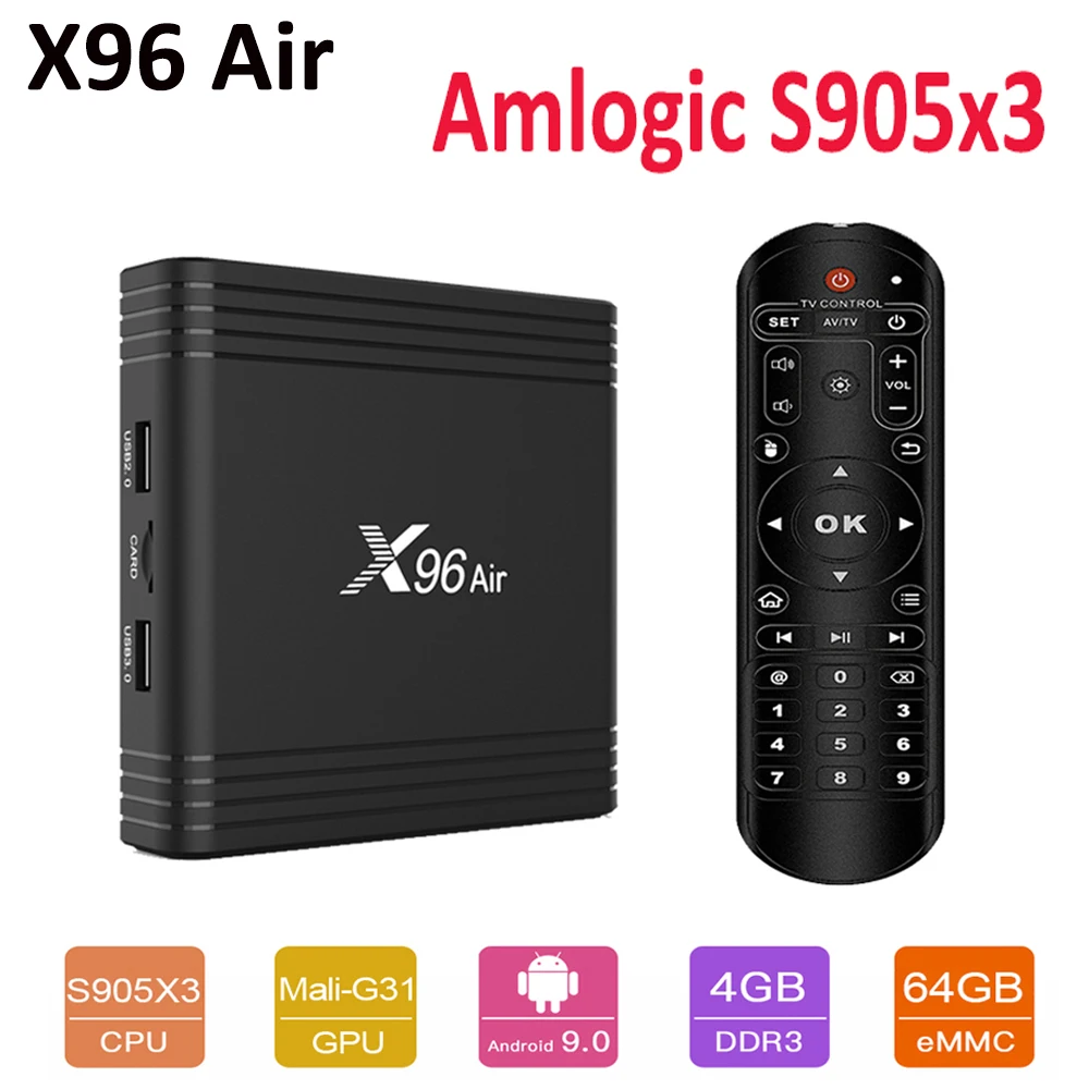 X96 Air Android Tv Box AmlogicS905X3 2GB16GB Android9.0 2,4G/5G wifi LAN100M Netflix 4GB32GB/64GB телеприставка 4K HD медиаплеер