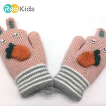 REAKIDS Детские перчатки для От 6 до 9 лет мальчиков и девочек зимние вязаные детские варежки толстые уличные детские перчатки сохраняющие тепло