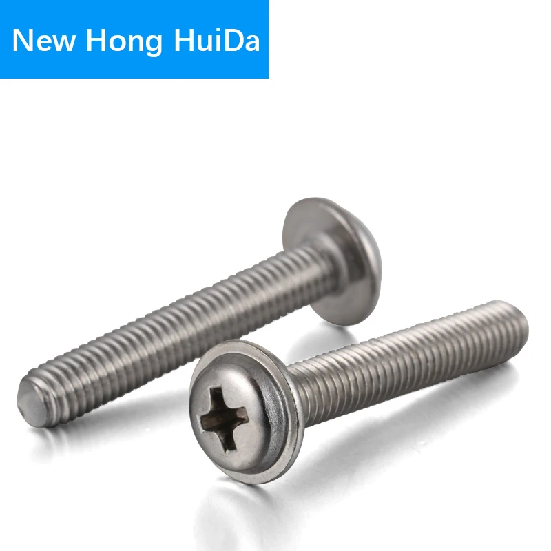 

M2 M2.5 M3 M4 Phillips Cross Recessed Pan Washer Head Machine Screw Metric Thread Wafe Head Computer Bolt 304 Stainless Steel