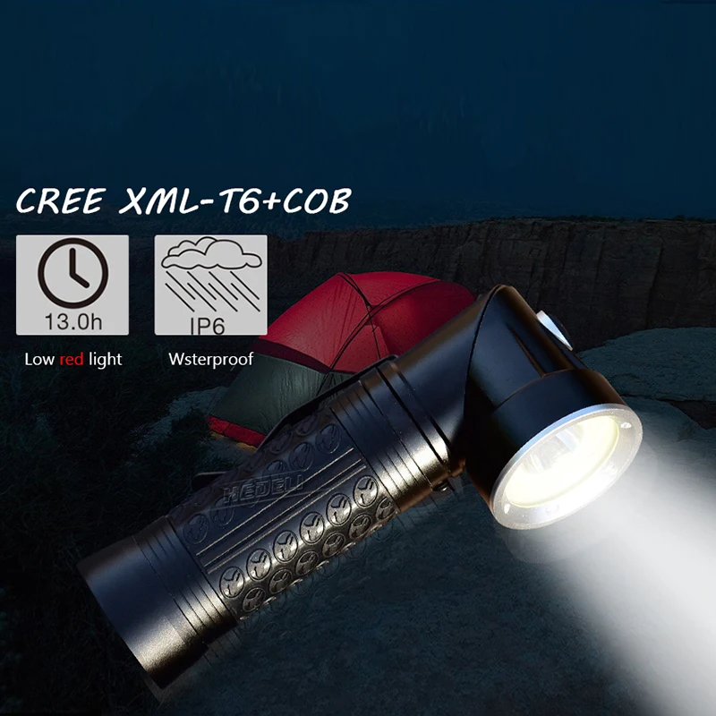 Красно белый портативный светодиодный фонарик вспышка cree xml t6 cob перезаряжаемый