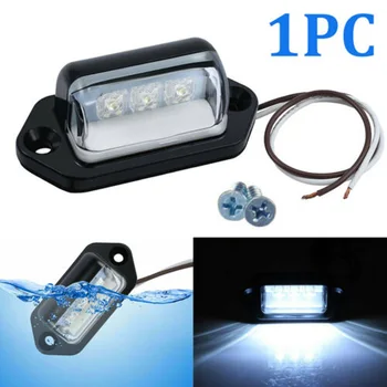 

3LED Rear License Plate Light White Car Truck Trailer Lamp 12 / 24V Waterproof High Brightness And Long Service Life