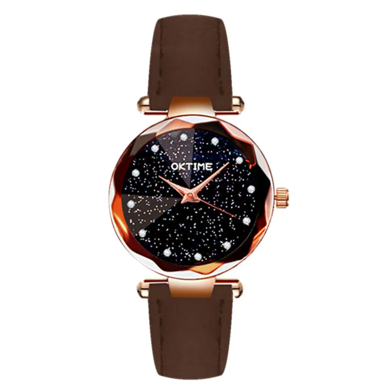 Starry sky Ladies Watch Montre Femme Leather Luxury Quartz Wrist Watches Women Watch Brand Casual Dress Female Colck Kol Saati#W - Цвет: Brown