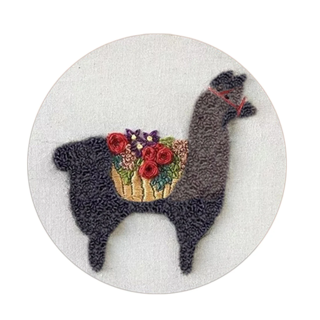 

DIY Knitting Wool Rug Hooking Kit Handcraft Woolen Embroidery Creative Gift with 15 x 15cm Embroidery Frame Punch Needle -Alpaca