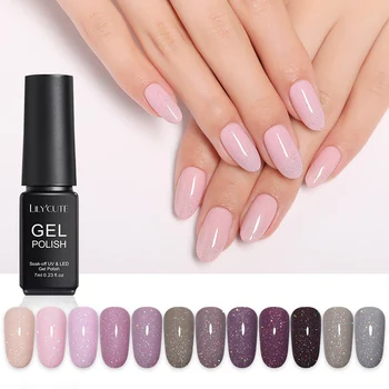 

LILYCUTE 7ml Nude Glitter Gel Nail Polish Shimmer Pink Purple Soak Off UV LED Gel Polish Varnish Nail Art varnish