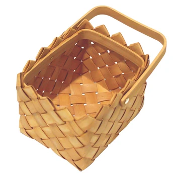 

New Wood Chip Weaving Storage Basket Houseware Storage Vegetable Fruit Basket Picnic Food Box with Handle Woven Basket