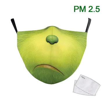 

Cute Animal Fabric Face Mask Print Angry Dog Mouth Cover Reuable Washable Fabric Filter Adult Protective PM 2.5 Adjust Filter
